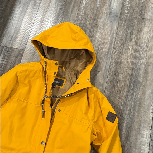 Eddie Bauer Riley Yellow Parka Rain Coat Medium Tall - Picture 9 of 10